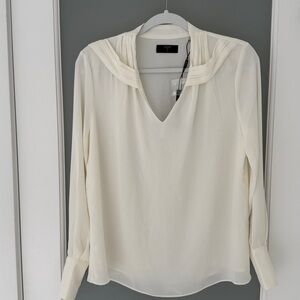 NWT Tahari Ivory Pleated Blouse